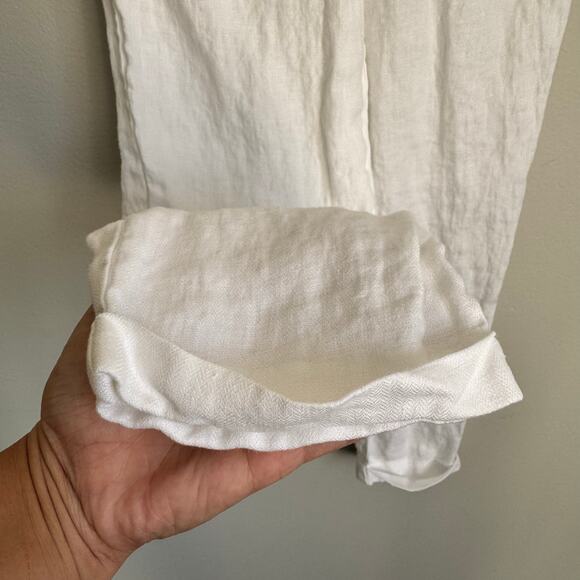 J. Crew Women's Linen Pants Size 00 White Pull-On Elastic Waist Beachy Coastal - Picture 10 of 14